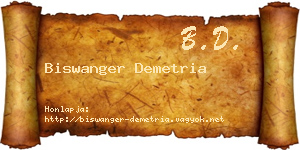 Biswanger Demetria névjegykártya